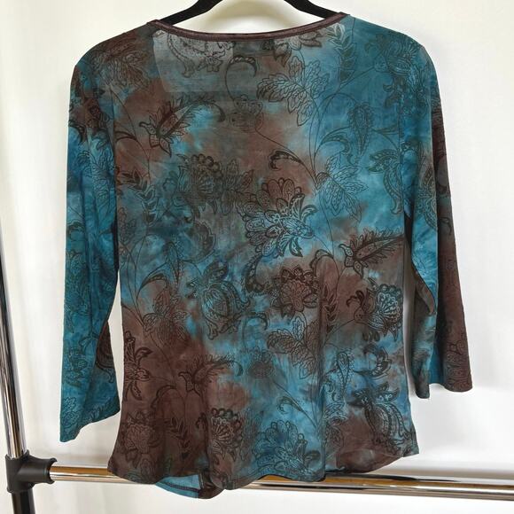 Y2K Fairy Square Neck Whimsical Top 3/4 Sleeve Fitted Witch Floral Ethereal L/XL - Picture 3 of 8